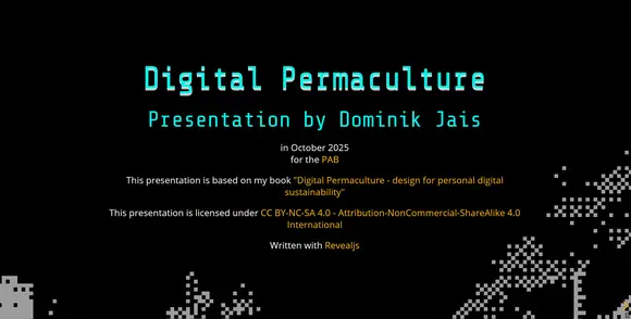 Screenshot of the first slide of the Digital Permaculture presentation