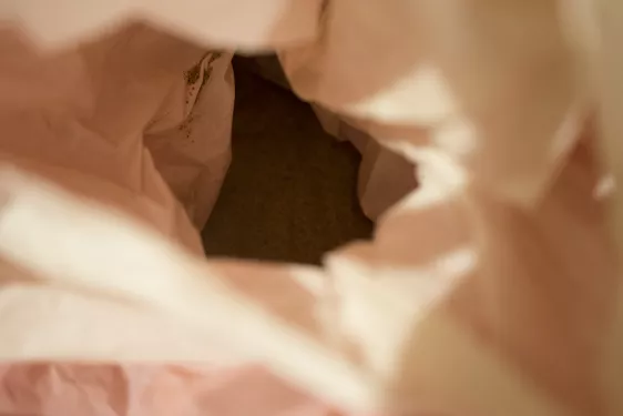 Sand inside the bag