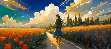 AI generated of an image of a person walking on a path